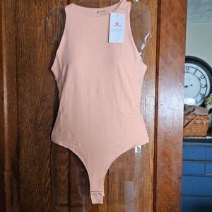 Peach Orange Unitard Onesie Bodysuit Stretch Activewear Layer New Sz Medium